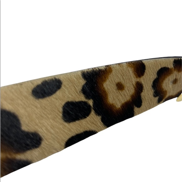 Garuglieri 100% Genuine Leather Calf Hair Gold Tone Belt Animal Print - Picture 11 of 11